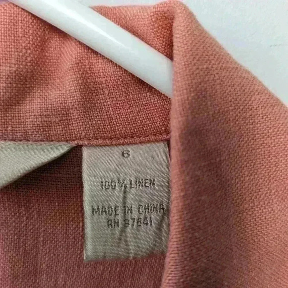 J. JILL LINEN BLOUSE size 6 color dark Pink 100% Linen - Picture 5 of 8
